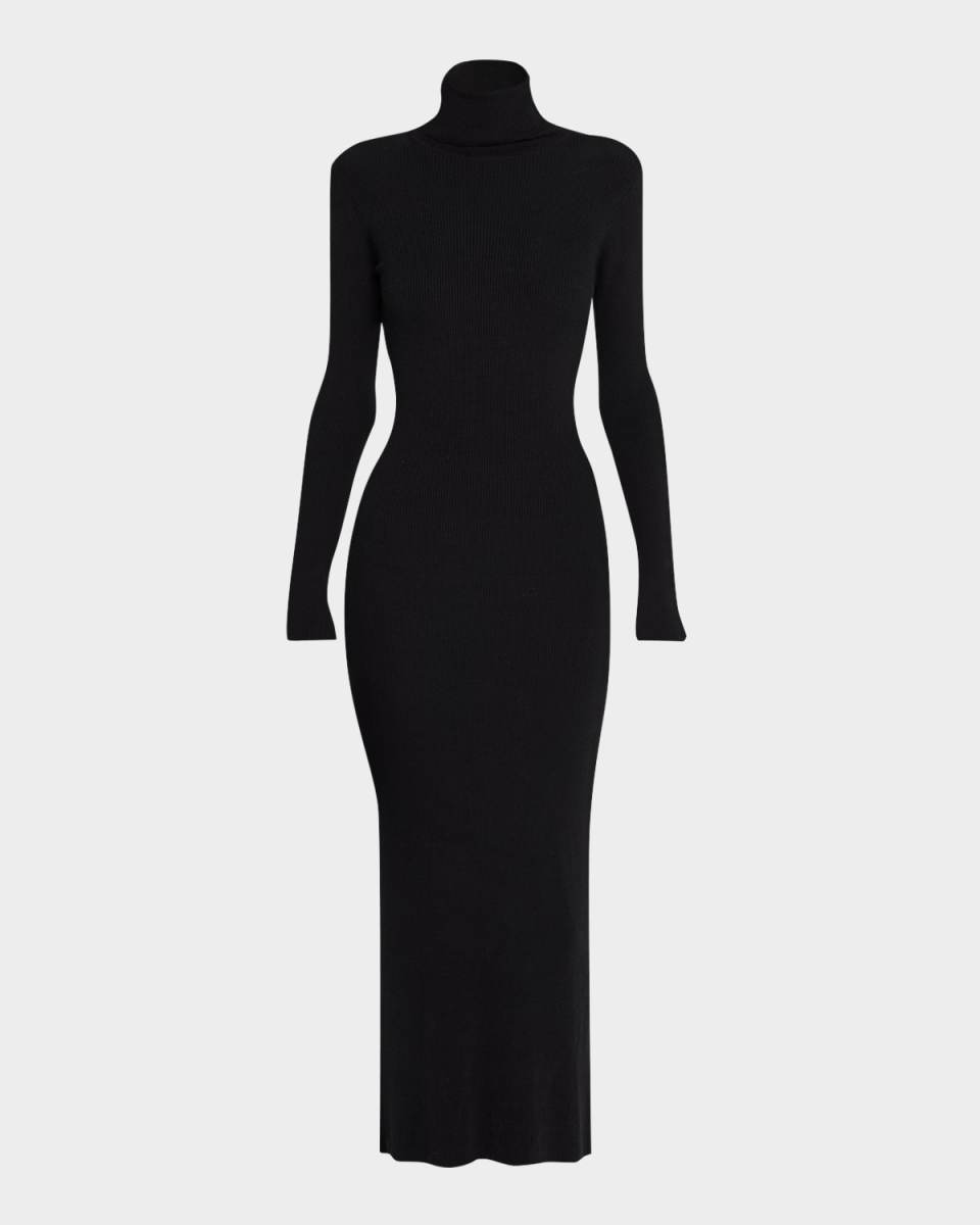 Rib-Knit Turtleneck Sweater Dress